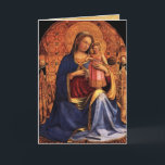 VIRGIN MET KIND EN ZINTEN, Blauw saffier Feestdagen Kaart<br><div class="desc">Italiaans laatmeesterwerk uit Fra Beato Angelico,  Florence - Italië. Uitgebreid met parchments een heldere 3D-steen.</div>