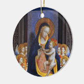 VIRGIN MET KIND EN ZINTEN, Blauw saffier Keramisch Ornament (Links)