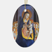 VIRGIN MET KIND EN ZINTEN, Blauw saffier Keramisch Ornament (Links)