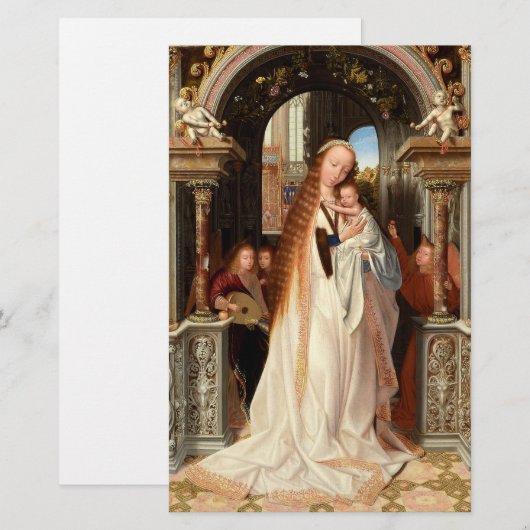 VIRGIN MET KIND, MUSISCHE ANGELS CHRISTMAS BRIEFPAPIER (Voorkant / Achterkant)