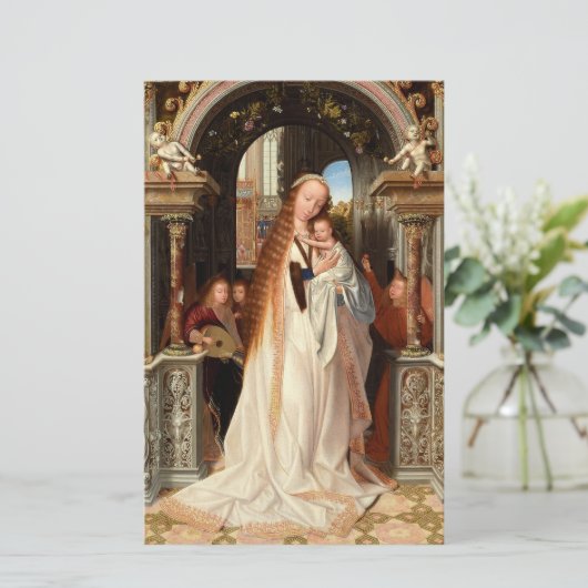 VIRGIN MET KIND, MUSISCHE ANGELS CHRISTMAS BRIEFPAPIER (Staand voorkant)