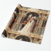 VIRGIN MET KIND, MUSISCHE ANGELS CHRISTMAS CADEAUPAPIER (Uitgerold)