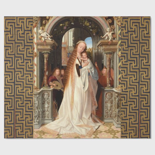 VIRGIN MET KIND, MUSISCHE ANGELS CHRISTMAS CADEAUPAPIER (Vlak)