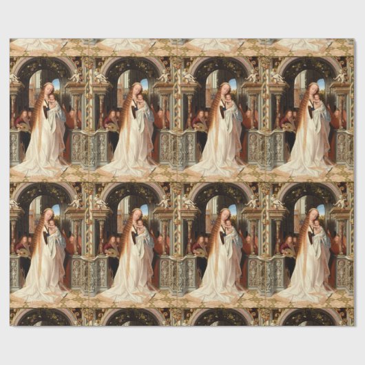 VIRGIN MET KIND, MUSISCHE ANGELS CHRISTMAS CADEAUPAPIER (Vlak)