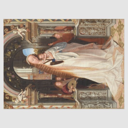 VIRGIN MET KIND, MUSISCHE ANGELS CHRISTMAS TISSUEPAPIER (Voorkant)