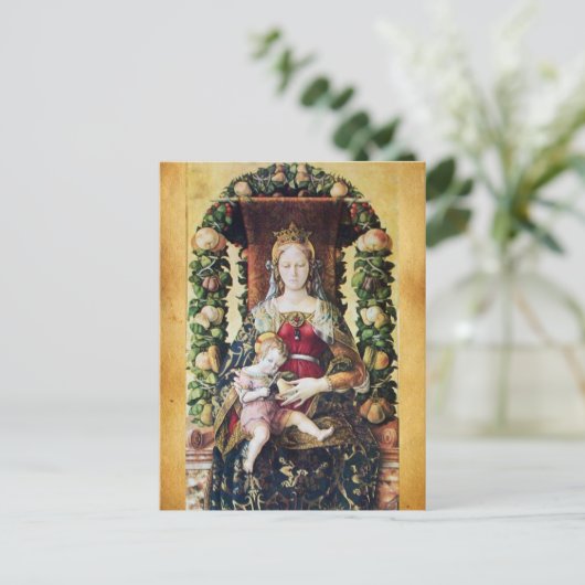 VIRGIN MET KIND, perkament Briefkaart (Staand voorkant)