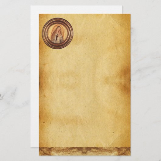 VIRGIN MET KIND, perkament Briefpapier (Voorkant / Achterkant)