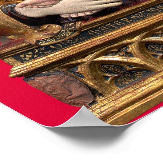 VIRGIN MET KIND, Rode Kerstmis Poster (Hoek)