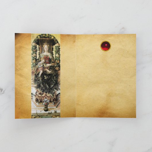 VIRGIN MET KIND, Rood Ruby Feestdagen Kaart (Binnen)