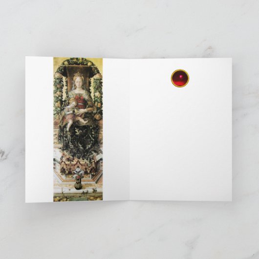 VIRGIN MET KIND, Rood Ruby Feestdagen Kaart (Binnen)