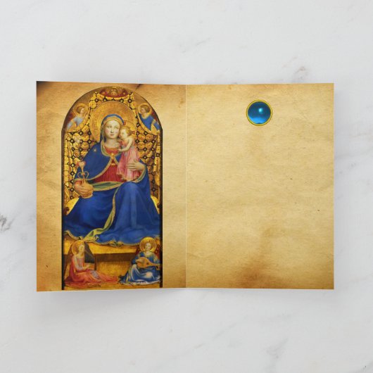VIRGIN MET KIND, SAINTS Fra Angelico, Kerstmis Feestdagen Kaart (Binnen)