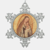 VIRGIN MET KIND TIN SNEEUWVLOK ORNAMENT (Voorkant)