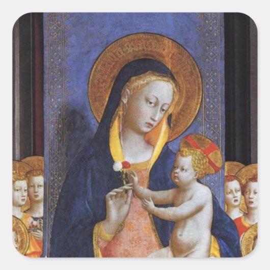 VIRGIN MET KIND VIERKANTE STICKER (Voorkant)