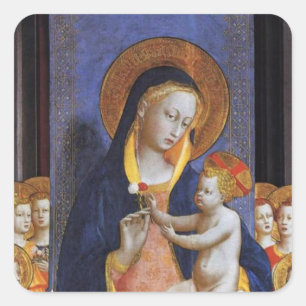 VIRGIN MET KIND VIERKANTE STICKER