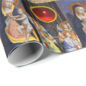 VIRGIN MET KIND, ZINTEN, ANGELS, RODE BLAUWE PAREL CADEAUPAPIER (Rol Hoek)