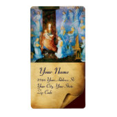 VIRGIN MET KIND - ZORG VOOR ANGELS , perkament Etiket (Voorkant)