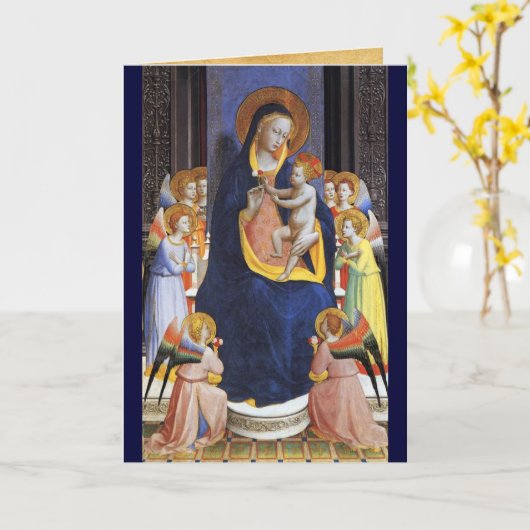 VIRGIN MET KINDERANGELS EN ZINTEN, Blauw saffier Kaart (Gele Bloem)