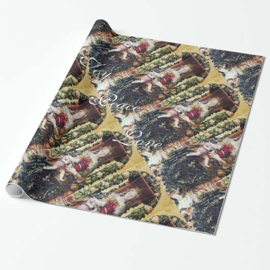 VIRGIN MET KINDERCHRISTMAS JOY PEACE LIVE CADEAUPAPIER (Uitgerold)