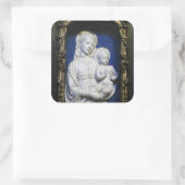VIRGIN MET KINDEREN, Blauw Wit Kerstfeest Vierkante Sticker (Tas)