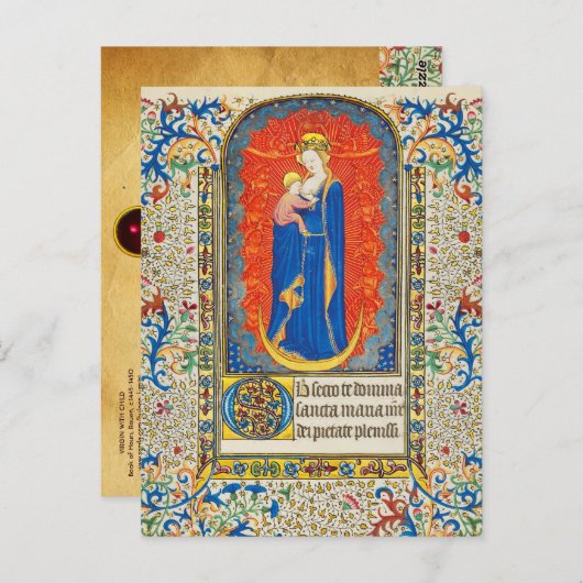 VIRGIN MET KINDEREN EN ANGELS Antiek VLOEISTOF Briefkaart (Voorkant / Achterkant)