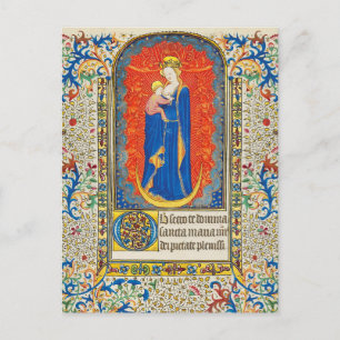 VIRGIN MET KINDEREN EN ANGELS Antiek VLOEISTOF Briefkaart