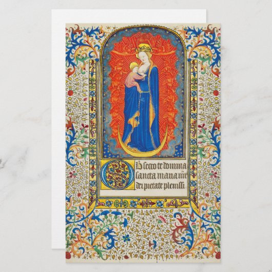 VIRGIN MET KINDEREN EN ANGELS Antiek VLOEISTOF Briefpapier (Voorkant / Achterkant)