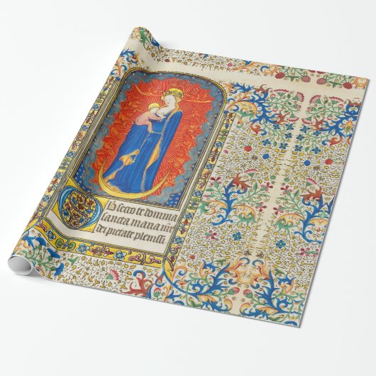 VIRGIN MET KINDEREN EN ANGELS Antiek VLOEISTOF Cadeaupapier (Uitgerold)