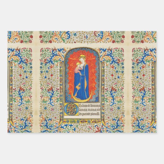 VIRGIN MET KINDEREN EN ANGELS Antiek VLOEISTOF Inpakpapier Vel (Voorkant 3)