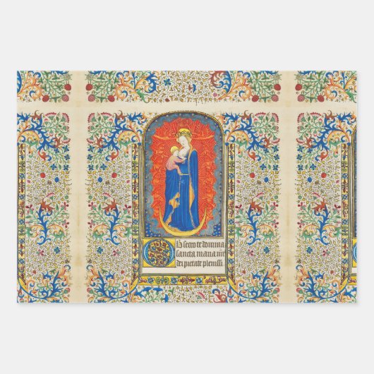 VIRGIN MET KINDEREN EN ANGELS Antiek VLOEISTOF Inpakpapier Vel (Voorkant)