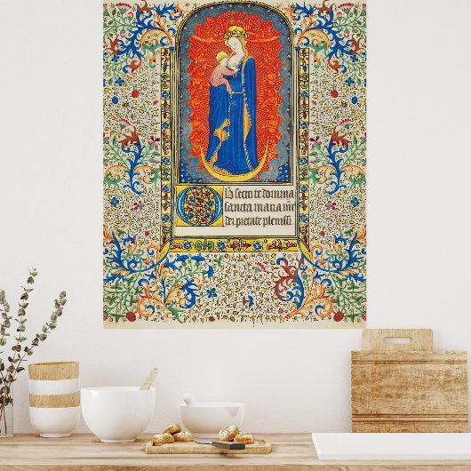 VIRGIN MET KINDEREN EN ANGELS Antiek VLOEISTOF Poster (Keuken)