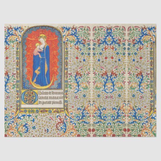 VIRGIN MET KINDEREN EN ANGELS Antiek VLOEISTOF Tissuepapier (Voorkant)