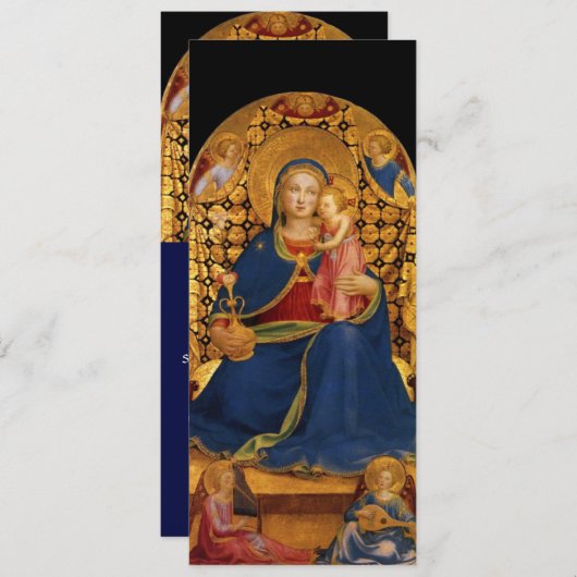 VIRGIN MET KINDEREN EN ANGELS, blauwe goudmetaal Kaart (Voorkant / Achterkant)