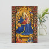 VIRGIN MET KINDEREN EN ANGELS Blauwe Kerstfeest Kaart (Staand voorkant)