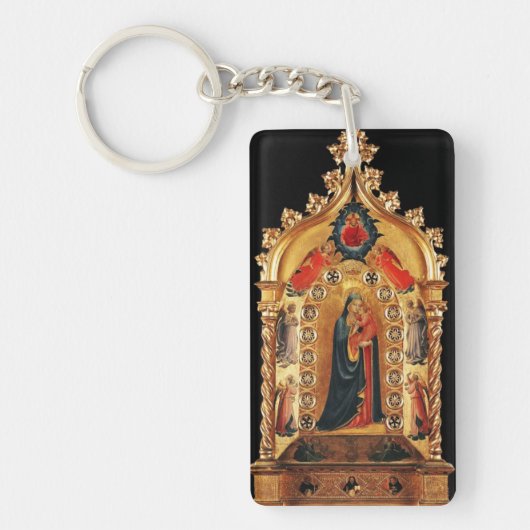 VIRGIN MET KINDEREN EN ANGELS GOLD SACRED ART ICON SLEUTELHANGER (Voorkant)