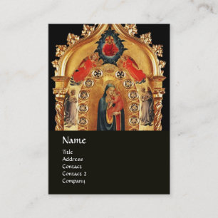 VIRGIN MET KINDEREN EN ANGELS GOLD SACRED ART ICON VISITEKAARTJE