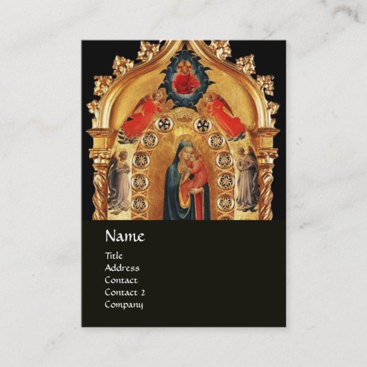 VIRGIN MET KINDEREN EN ANGELS GOLD SACRED ART ICON VISITEKAARTJE (Voorkant)