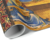 VIRGIN MET KINDEREN EN ANGELS, Red Blue Gold Xmas Cadeaupapier (Rol Hoek)