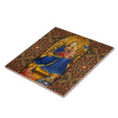 VIRGIN MET KINDEREN EN ANGELS, Red Blue Gold Xmas Tegeltje (Zijkant)