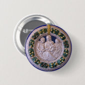 VIRGIN MET KINDEREN EN ZINS RONDE BUTTON 5,7 CM (Voorkant /achterkant)