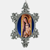 VIRGIN MET KINDEREN EN ZINTEN, blauwe saffier Tin Sneeuwvlok Ornament (Links)