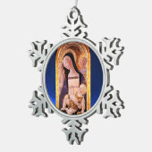 VIRGIN MET KINDEREN EN ZINTEN, blauwe saffier Tin Sneeuwvlok Ornament (Rechts)