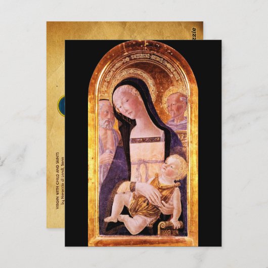 VIRGIN MET KINDEREN EN ZONNEN, perkament Briefkaart (Voorkant / Achterkant)