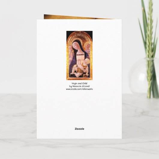 VIRGIN MET KINDEREN EN ZONNEN, perkament Feestdagen Kaart (Achterkant)