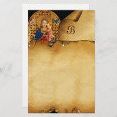 VIRGIN MET KINDEREN EN ZONNEN, perkammonogram Briefpapier (Voorkant / Achterkant)