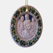 VIRGIN MET KINDEREN EN ZUITEN Rondblauw saffier Keramisch Ornament (Rechts)