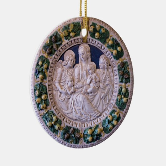 VIRGIN MET KINDEREN EN ZUITEN Rondblauw saffier Keramisch Ornament (Rechts)