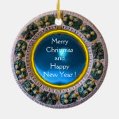 VIRGIN MET KINDEREN EN ZUITEN Rondblauw saffier Keramisch Ornament (Achterkant)