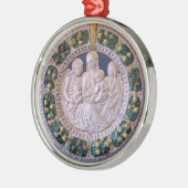 VIRGIN MET KINDEREN EN ZUITEN Rondblauw saffier Metalen Ornament (Links)