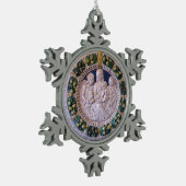 VIRGIN MET KINDEREN EN ZUIVEREN rond Tin Sneeuwvlok Ornament (Links)