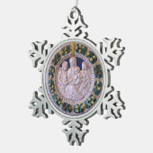 VIRGIN MET KINDEREN EN ZUIVEREN rond Tin Sneeuwvlok Ornament (Rechts)